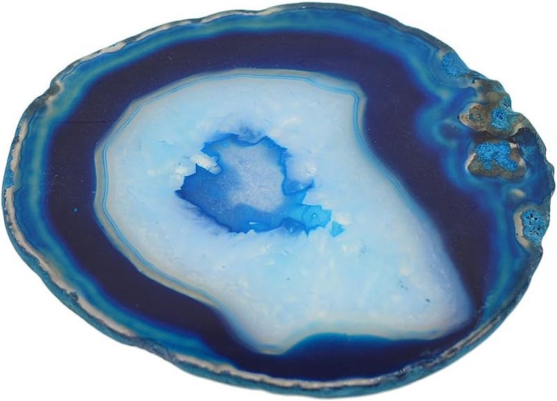 كلاراكو قواعد أكواب من حجر العقيق الطبيعي، قاعدة أكواب من حجر الجيود، قاعدة أكواب من الكوارتز الكريستالي، مقاس 3.23 بوصة، قلادة لصنع المجوهرات (6 ألوان) أزرق داكن - Image 1