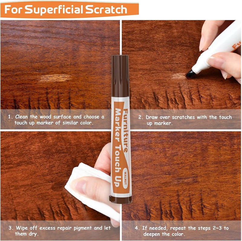 REALINN Wood Furniture Repair Kit 8 Dark Colors- Wood Fillers and Touch Up Markers, Repair Scratch, Cracks, Discoloration for Wooden Door, Floor, Table, Cabinet - Image 3
