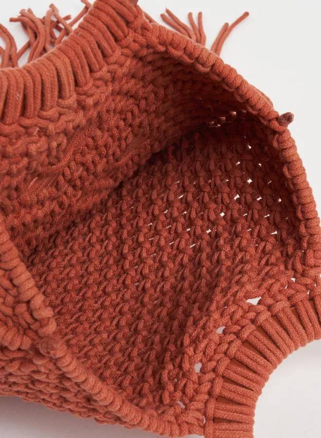 Styli Crochet Diamond Pattern O Ring Handbag