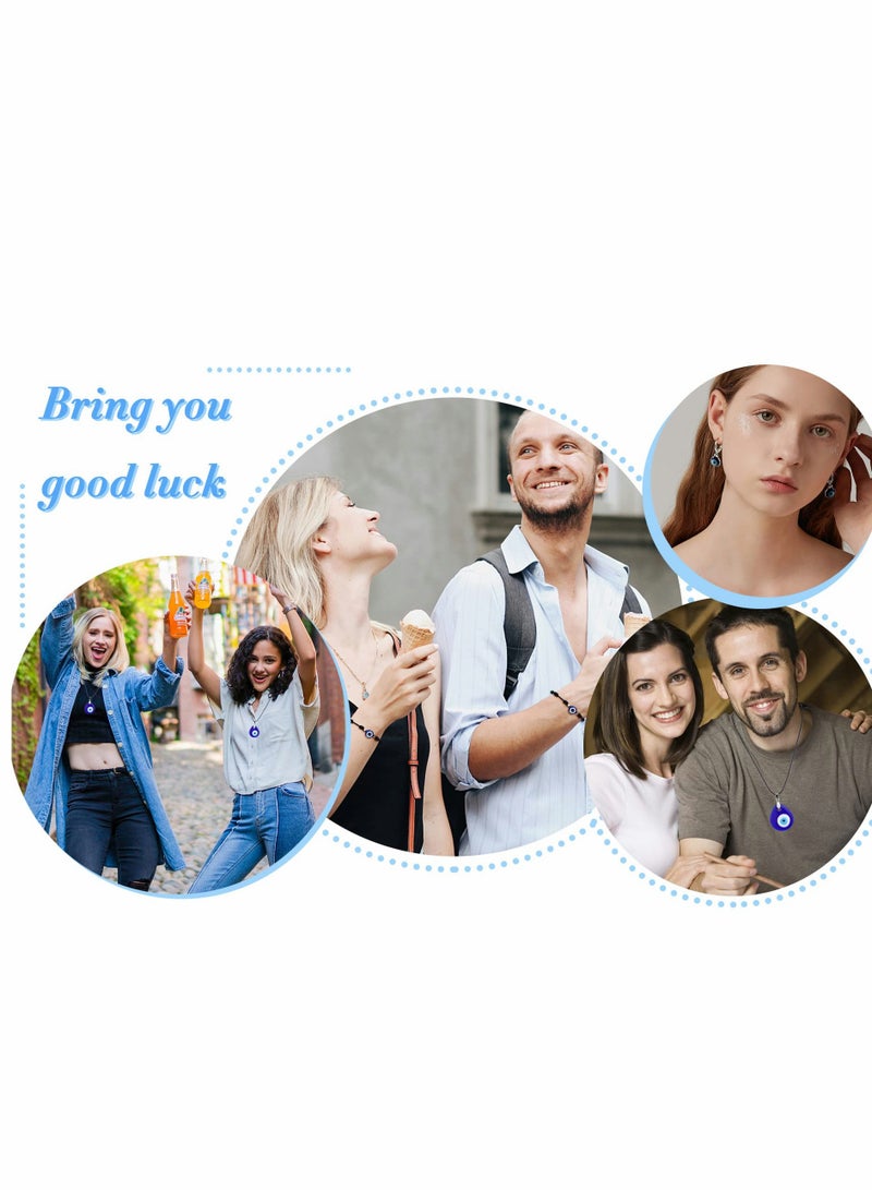 KASTWAVE 11Pcs Evil Eye Necklace Pendant for Women Men Leather Rope Evil Eye Earrings Protection Bracelet Jewelry Set Evil Eye Charms - Image 5