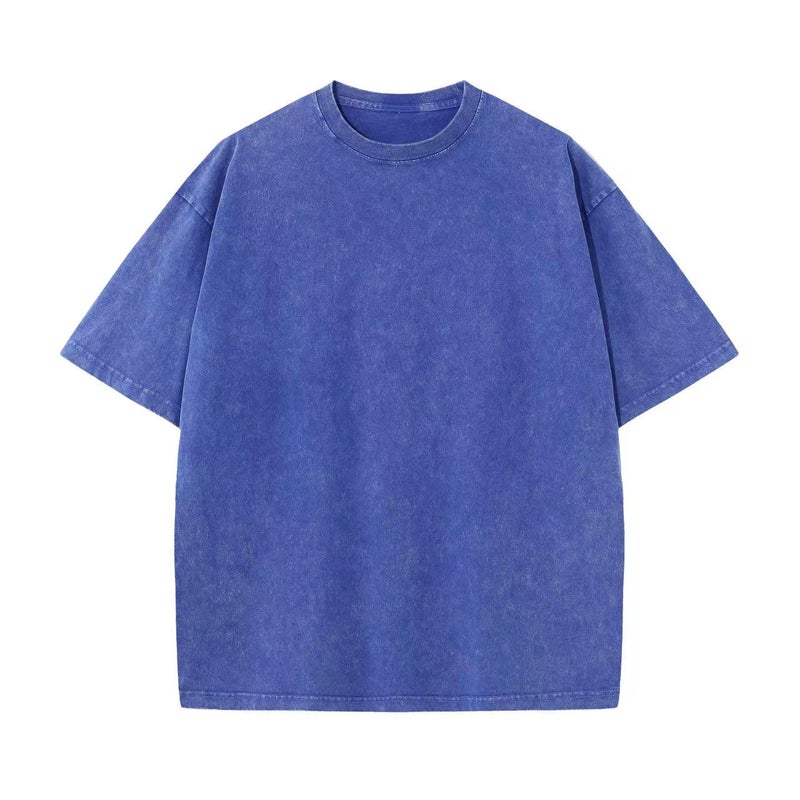 230G Cotton Heavy Weight Old Short Sleeve T-Shirt Batik Washed Shoulder Cotton Retro T-Shirt Loose Oversize - Image 1