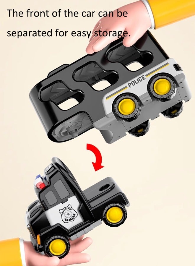 Truck playset Engineering vehicle playset Double Decker Truck Set Toy Theme engineering vehicle set With lights and music - Image 4