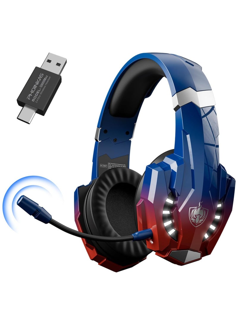 PHOINKAS PHOINIKAS G9000 Max Wireless Gaming Headset 2.4GHz – 7.1 Surround Sound, Noise Cancelling Mic, 40+Hr Battery, Over-Ear Headphones for PS5/PS4/PC/Switch – Dazzle Blue - Image 1