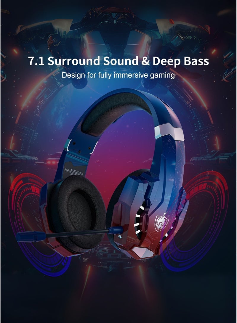 PHOINKAS PHOINIKAS G9000 Max Wireless Gaming Headset 2.4GHz – 7.1 Surround Sound, Noise Cancelling Mic, 40+Hr Battery, Over-Ear Headphones for PS5/PS4/PC/Switch – Dazzle Blue - Image 4