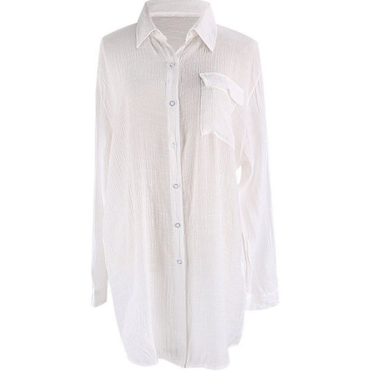 Women's Button Front Beach Cover Up Cardigan Bikini Cover Up 8 Colors - Image 5