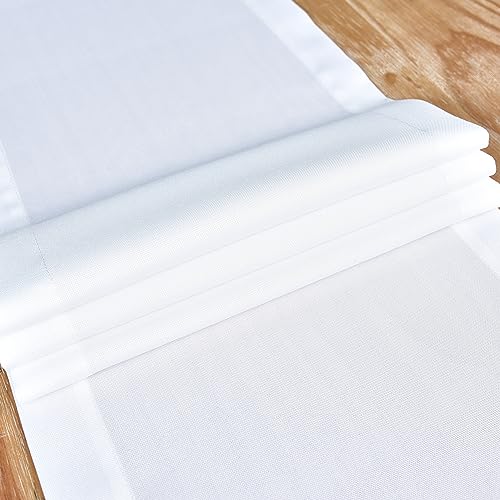 NEWISHER Farmhouse Rustic Table Runner Solid White Rectangular Table Runners Faux Linen Table Runner for Everyday Use Kitchen Dining Party Table 13x48 Inch - Image 5