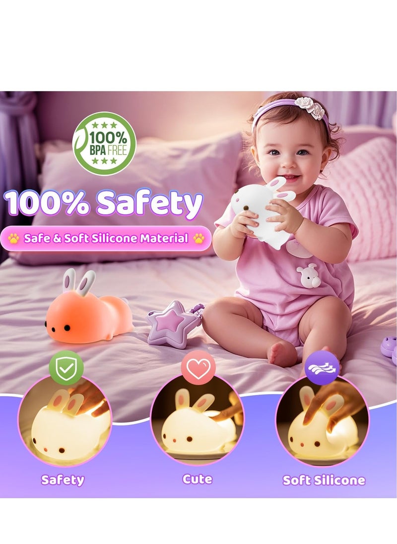 JAJEEK Kids Night Light – Cute Rabbit Design, Soft LED Glow, Dimmable, Rechargeable, Safe Touch Control, Perfect for Toddlers and Children’s Bedrooms, Nursery Nightlight - Image 2
