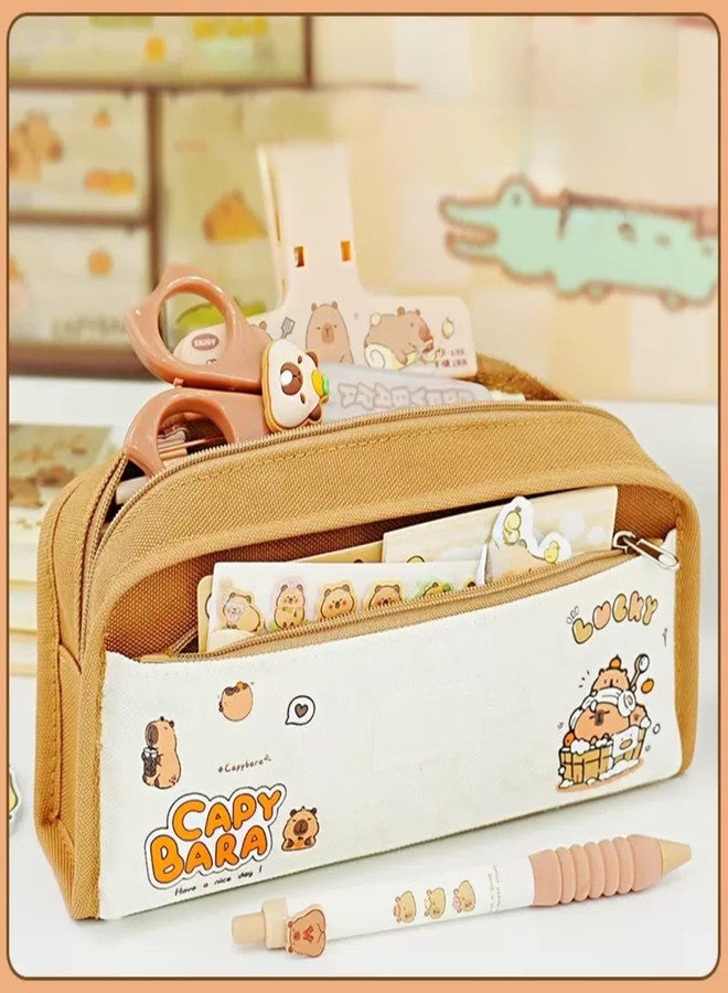 Daphilly Capybara School Supplies Capybara Stationery Set Cute Stationery Gift Set Kawaii Back to School Supplies Including Mechanical Pencils,Erasers,Erasable Gel Pens,Pencil Holder,Sticky Notes - Image 3