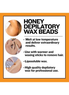 Honey Hard Wax Beads 18oz, Stripless Wax Refill for Hair Removal on Face, Bikini and all Body Areas.
