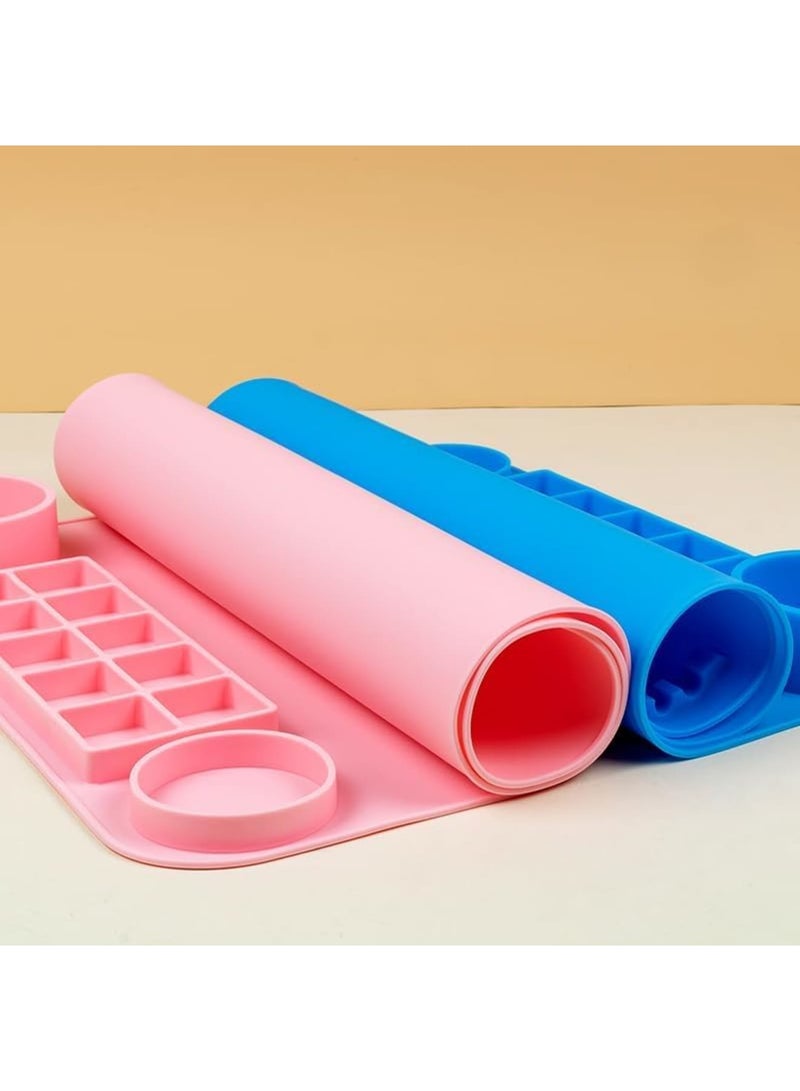 SYOSI Silicone Art Mat with Cup & Paint Holder,Silicone Painting Mat for Artists,Crafting & Kids,19.7"x11" Non-Stick Surface,Easy to Clean,Ideal for Painting,Drawing,and DIY Projects(2 Pack,Pink and Blue) - Image 4