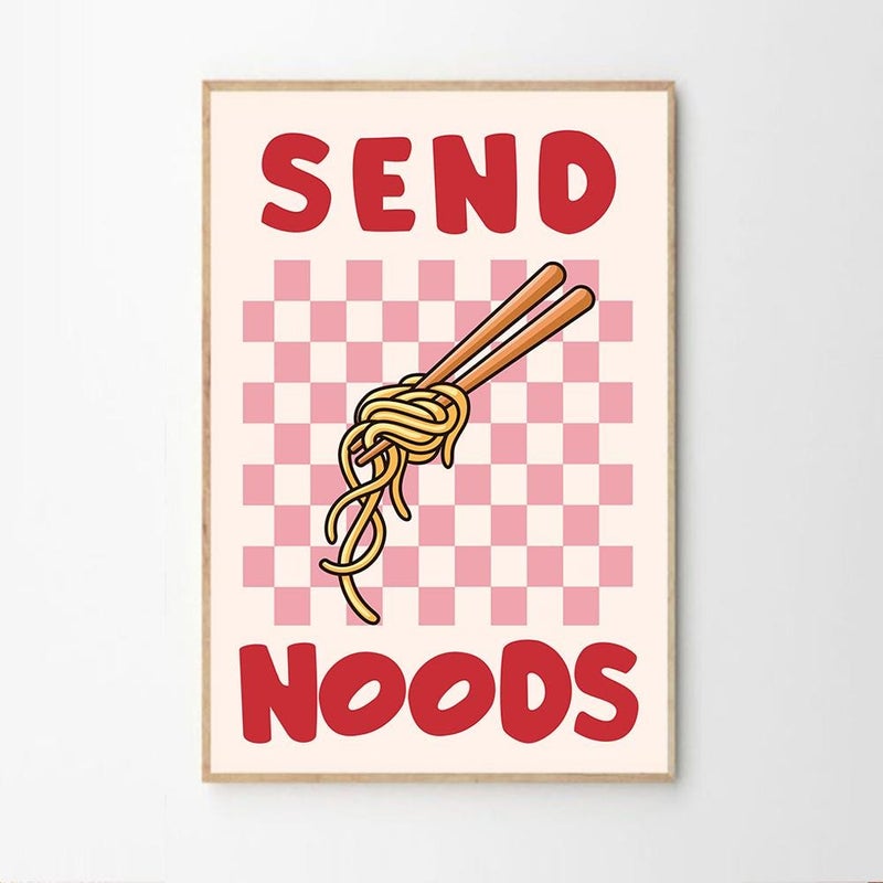 TNESSENTIAL Pink Pasta Club Art Canvas Poster, Trendy Wall Art, Kitchen Aesthetic Decor, Retro Home Decor, Printed Gift - Image 2