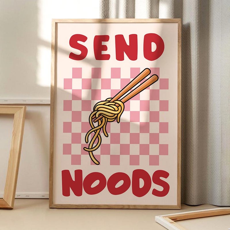 TNESSENTIAL Pink Pasta Club Art Canvas Poster, Trendy Wall Art, Kitchen Aesthetic Decor, Retro Home Decor, Printed Gift - Image 1
