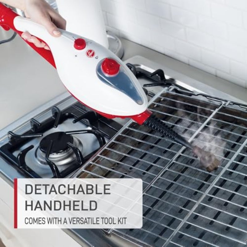 1300W steam cleaner for home and car cleaning, stainless steel body, white, detachable handheld with multi-surface tools - Image 4
