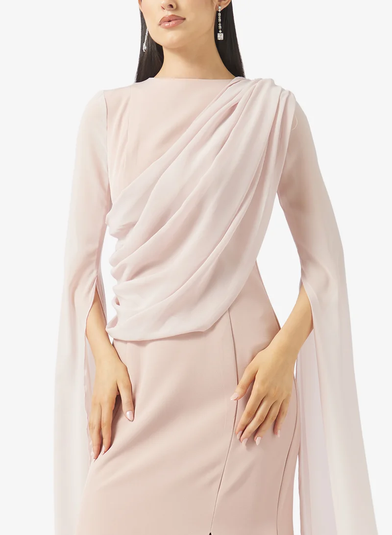 Namshi x  Draped Bodycon Dress with Cape Sleeves for Women | Best Price UAE