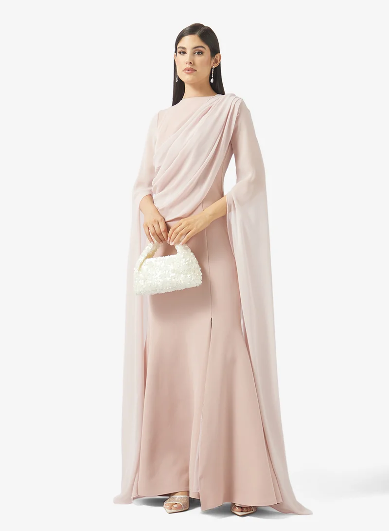 Namshi x  Draped Bodycon Dress with Cape Sleeves for Women | Best Price UAE