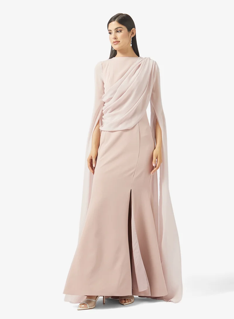 Namshi x Draped Bodycon Dress with Cape Sleeves