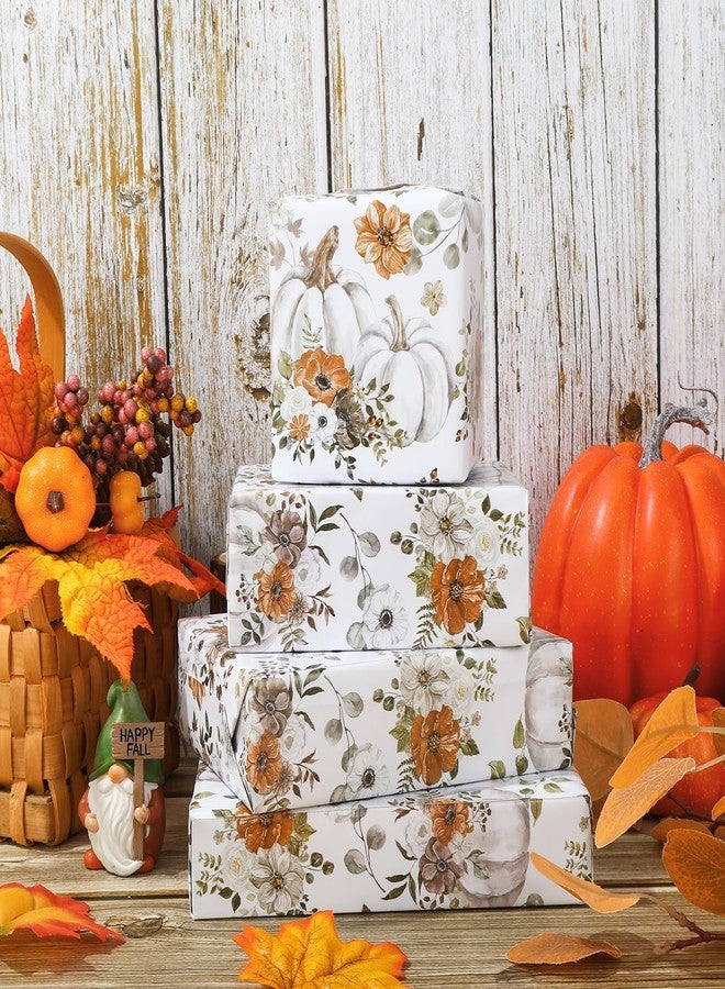 6 Sheets Fall Pumpkin Wrapping Paper - Not Roll - Watercolor Pumpkin Gift Wrap Paper Folded Flat Autumn Decorative DIY Craft Paper for Thanksgiving Wedding Party Supplies - Image 5