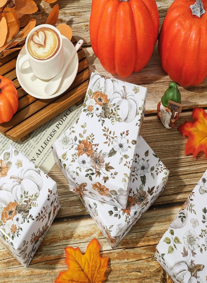 6 Sheets Fall Pumpkin Wrapping Paper - Not Roll - Watercolor Pumpkin Gift Wrap Paper Folded Flat Autumn Decorative DIY Craft Paper for Thanksgiving Wedding Party Supplies - Image 4