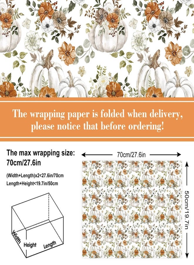 6 Sheets Fall Pumpkin Wrapping Paper - Not Roll - Watercolor Pumpkin Gift Wrap Paper Folded Flat Autumn Decorative DIY Craft Paper for Thanksgiving Wedding Party Supplies - Image 2