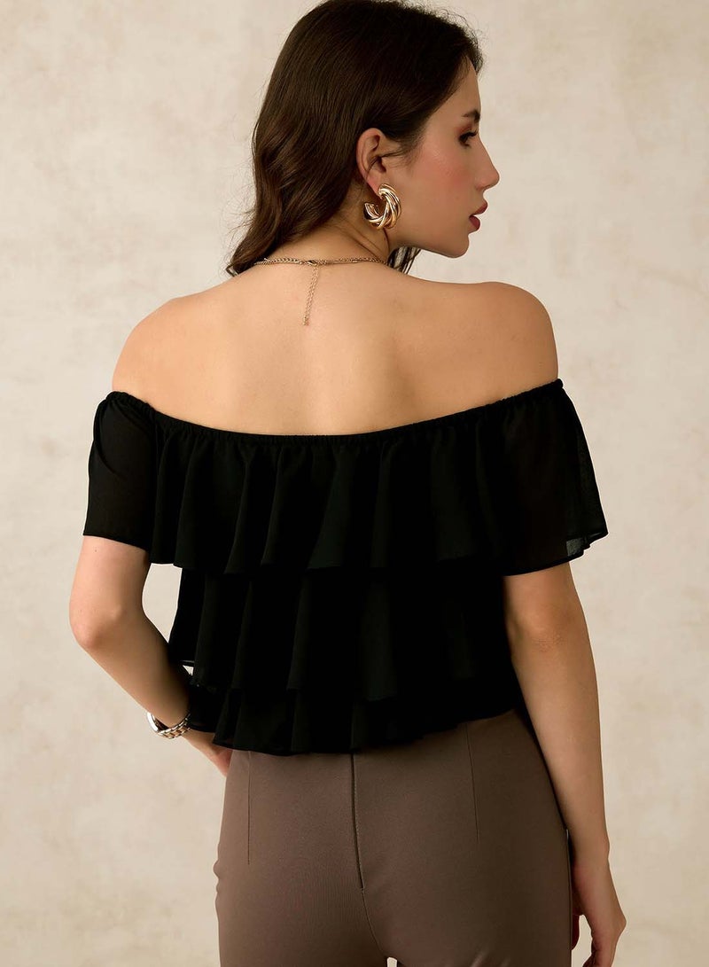 Virgio VIRGIO Georgette Off-Shoulder Crop Top  - Image 4