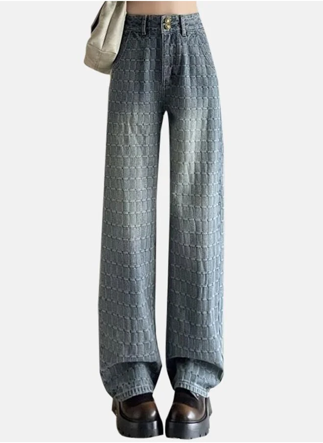 يونيكي Grey Straight Fit High-Rise Cotton Light Fade Jeans