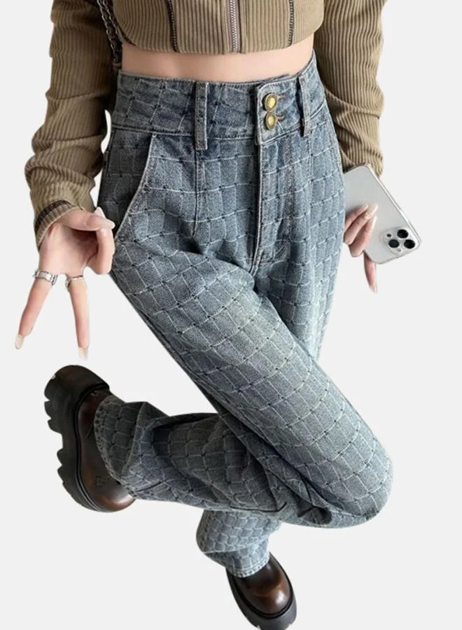 YUNIQEE Grey Straight Fit High-Rise Cotton Light Fade Jeans