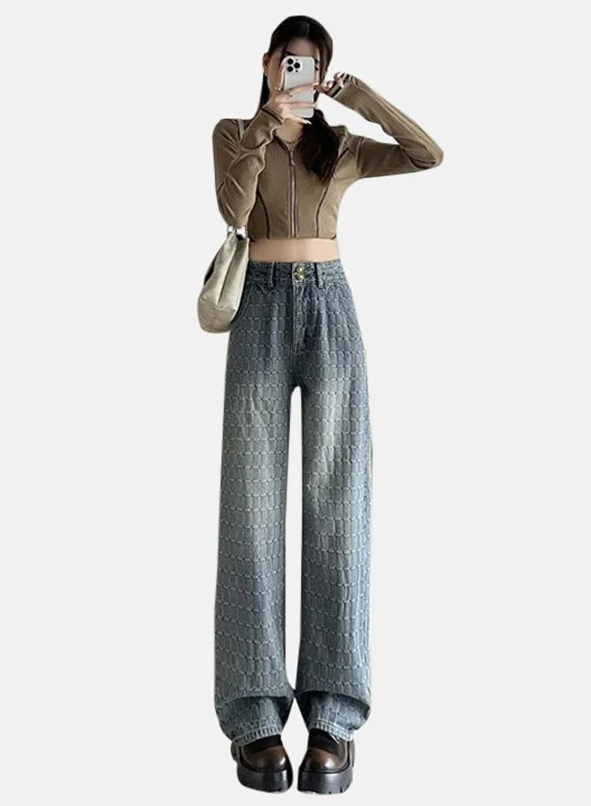 YUNIQEE Grey Straight Fit High-Rise Cotton Light Fade Jeans
