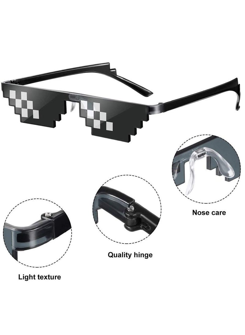 Y&D 3 Pairs Thug life Sunglasses Pixel Sunglasses, Cool Glasses Plastic Party Accessories for Kids Adults, Black  - Image 5
