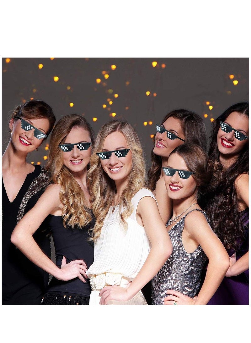 Y&D 3 Pairs Thug life Sunglasses Pixel Sunglasses, Cool Glasses Plastic Party Accessories for Kids Adults, Black  - Image 2