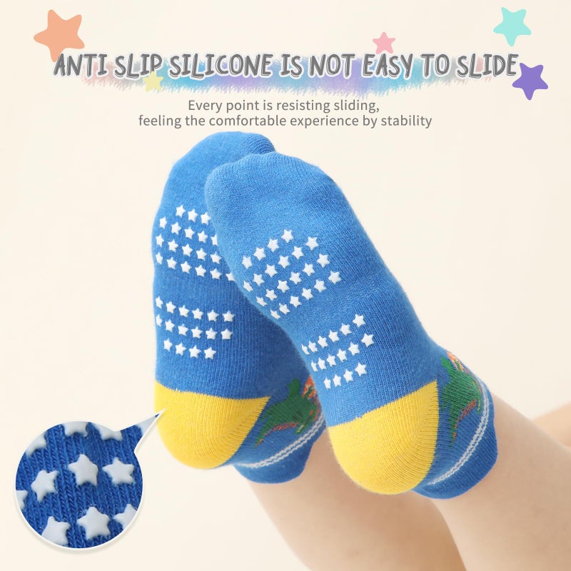 Aroveea Baby Toddle Socks Grip Non Slip Kids Boys Girls Cotton 12 Pack Ankle Cute Newborn Socks1-3T - Image 5