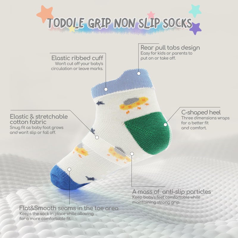 Aroveea Baby Toddle Socks Grip Non Slip Kids Boys Girls Cotton 12 Pack Ankle Cute Newborn Socks1-3T - Image 4