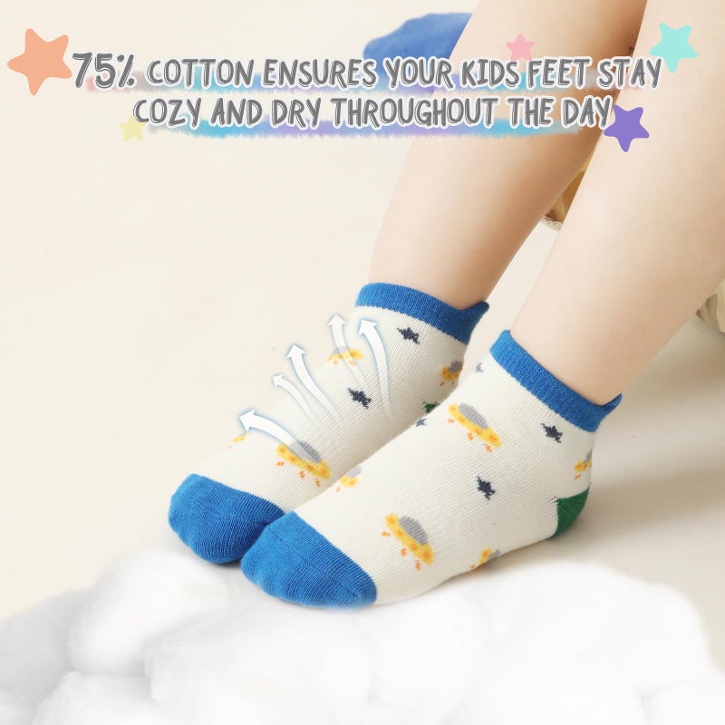 Aroveea Baby Toddle Socks Grip Non Slip Kids Boys Girls Cotton 12 Pack Ankle Cute Newborn Socks1-3T - Image 3