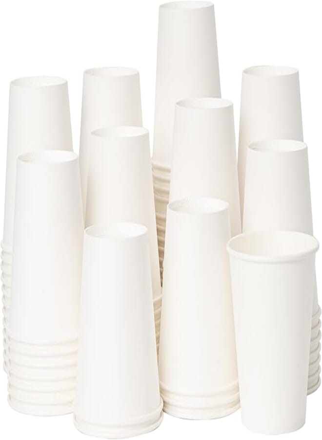 YEEHAW Disposable Paper Coffee Cups 8 oz 500 Pack, White Hot Drinking Cups