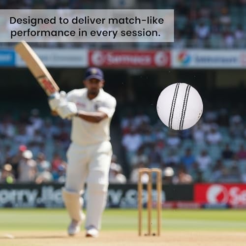 BOXCO Premium White Leather Cricket Ball | Durable Hand and Machine Stitched | Pack of 1| Match Quality - Image 3