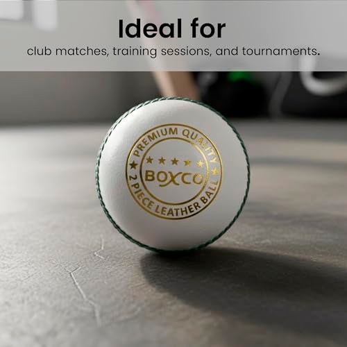 BOXCO Premium White Leather Cricket Ball | Durable Hand and Machine Stitched | Pack of 1| Match Quality - Image 2