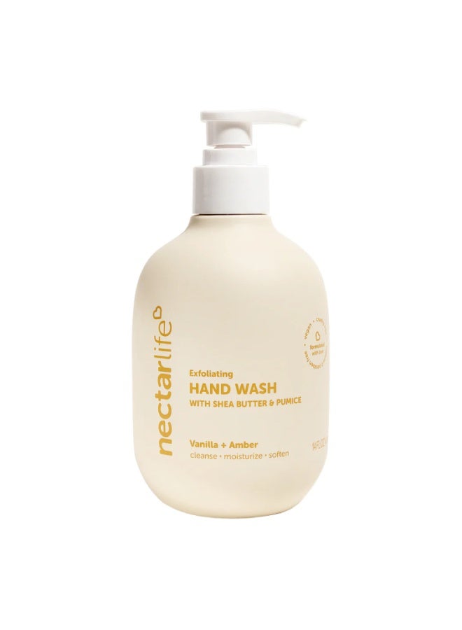 Nectar Life Exfoliating & Moisturizing Hand Wash, Volcanic Pumice for Hand Scrub, Shea Butter Softens Hands, Clean Vegan Ingredients, Vanilla Scent - Image 1