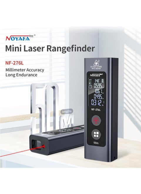 Digital Laser Distance Meter Type-C Charging 50m/165ft Range ±1.5mm Accuracy Handheld Laser Measure LCD Mini Rangefinder Distance/Area/Volume/Pythagorean Measuring Tool Unit Switching
