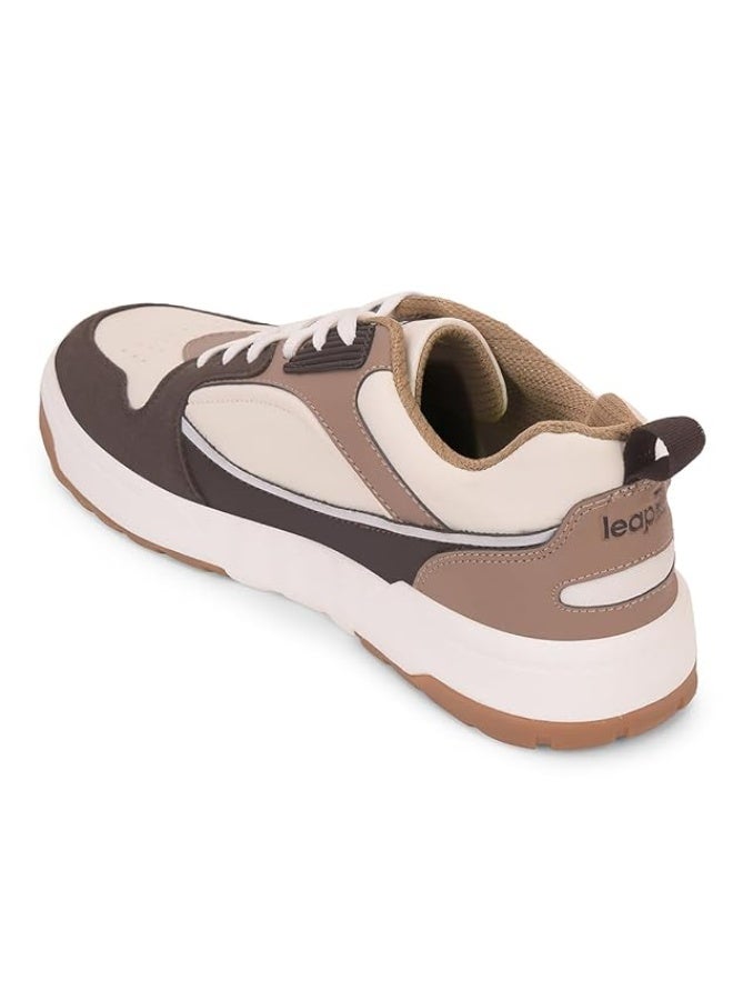 Liberty Leap7x LAPON-1E Men's Casual Lacing Sneakers, Beige,  | Suitable For Walking Travel, College, Office | Comfortable Lace-Up Casual Shoes | Lightweight Stylish Fashion Footwear - Image 4