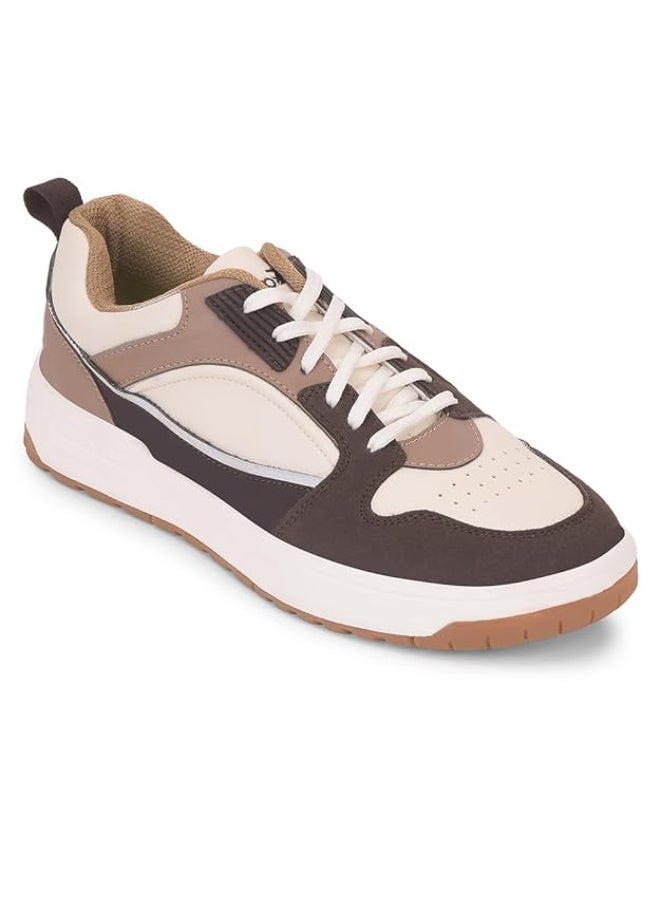 Liberty Leap7x LAPON-1E Men's Casual Lacing Sneakers, Beige,  | Suitable For Walking Travel, College, Office | Comfortable Lace-Up Casual Shoes | Lightweight Stylish Fashion Footwear - Image 1