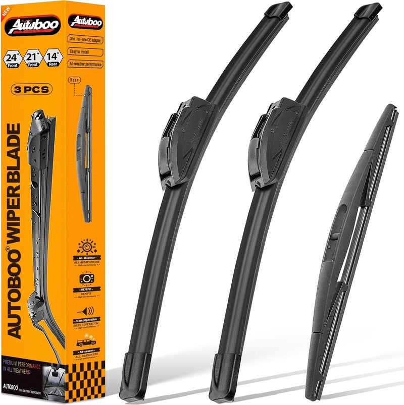 AUTOBOO Replacement Windshield Wiper Blade Set for Honda Pilot 2003-2008 - 3 Pieces (24" + 21" + 14") - Image 1