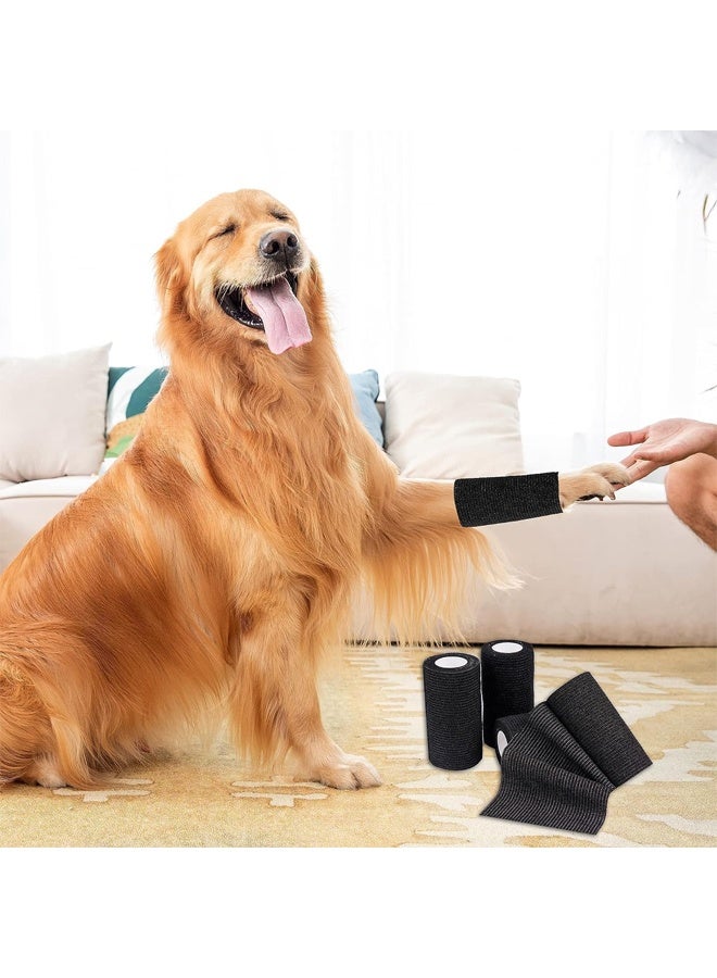 DUNISO 9 Pcs Self-Adherent Cohesive Wrap Bandages，Non-Woven Disposable Wound Dressing Elastic Bandage, Wrap Breathable Cohesive Bandage Elastic Tape，for Pets, Athletic, Sports, Wrist, Knee, Ankle，3 Inches x 5 Yards Per Roll, Black - Image 3