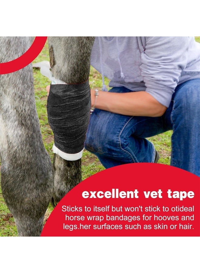 DUNISO 9 Pcs Self-Adherent Cohesive Wrap Bandages，Non-Woven Disposable Wound Dressing Elastic Bandage, Wrap Breathable Cohesive Bandage Elastic Tape，for Pets, Athletic, Sports, Wrist, Knee, Ankle，3 Inches x 5 Yards Per Roll, Black - Image 5