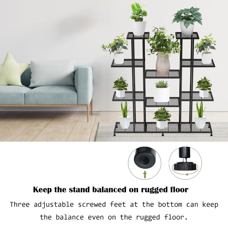 Twhep Heavy Duty Metal Plant Stand, large Multifunctional Plant Stand for Indoor Outdoor, for Tall Large Rack for Living Room Garden Balcony, Black(9 Tier) - Image 3