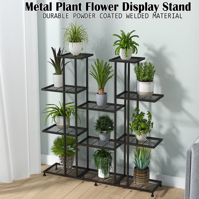 Twhep Heavy Duty Metal Plant Stand, large Multifunctional Plant Stand for Indoor Outdoor, for Tall Large Rack for Living Room Garden Balcony, Black(9 Tier) - Image 2