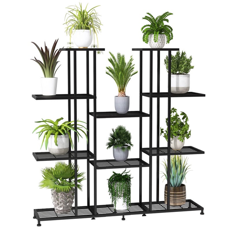 Twhep Heavy Duty Metal Plant Stand, large Multifunctional Plant Stand for Indoor Outdoor, for Tall Large Rack for Living Room Garden Balcony, Black(9 Tier) - Image 1