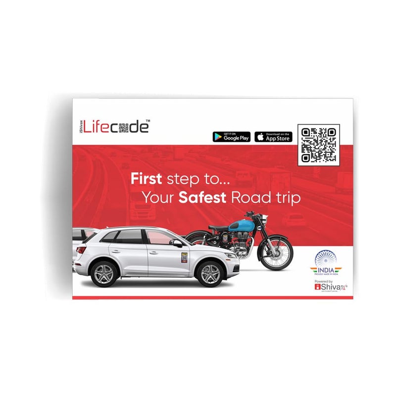 Lifecode (Pack of 2 Car Tags) Smart Security for Motorbike and Vehicles for Emergency or Wrong Parking Alert | Powered by QR Code Technology (Car) - Image 2