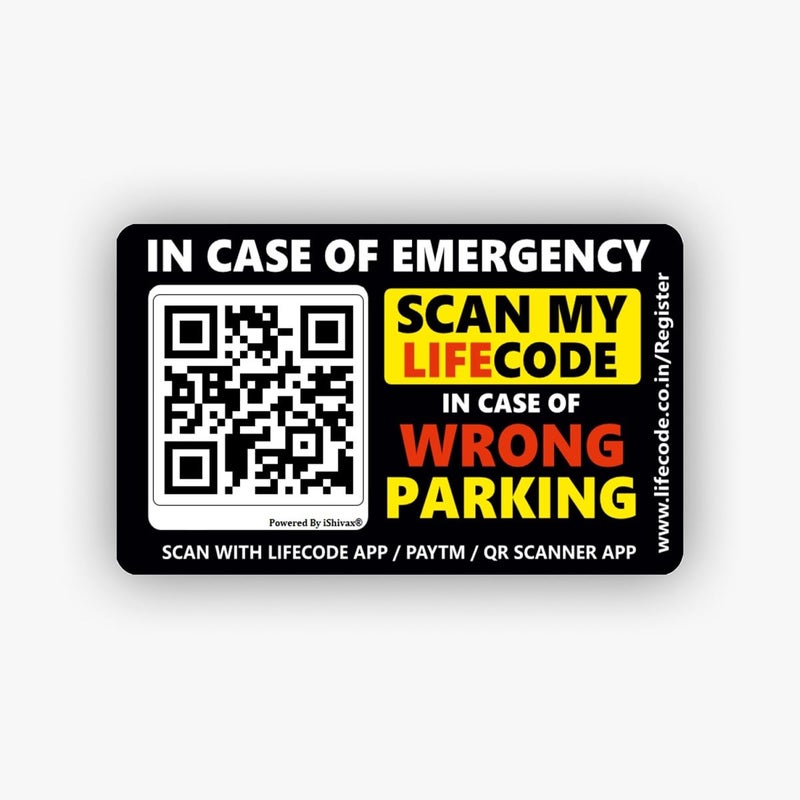 Lifecode (Pack of 2 Car Tags) Smart Security for Motorbike and Vehicles for Emergency or Wrong Parking Alert | Powered by QR Code Technology (Car) - Image 1