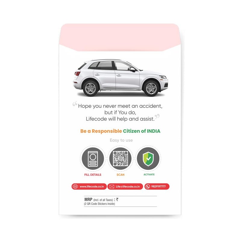 Lifecode (Pack of 2 Car Tags) Smart Security for Motorbike and Vehicles for Emergency or Wrong Parking Alert | Powered by QR Code Technology (Car) - Image 5