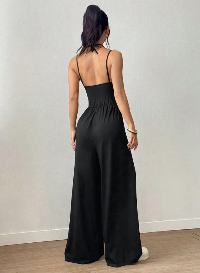 Take Two Black Strappy Wide Leg Jumpsuit - Image 3