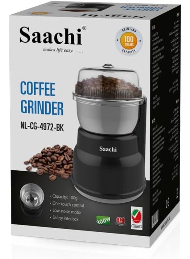 Saachi NL-CG-4972-BK Electric Coffee Grinder, 100g Capacity, 300W, Black - Image 1